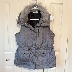 Boutique Gray Fur-Trimmed Vest